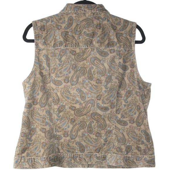 Crazy Horse a Liz Claiborne Company Stretch Corduroy‎ Paisley Vest Sz M Brown - Picture 2 of 9